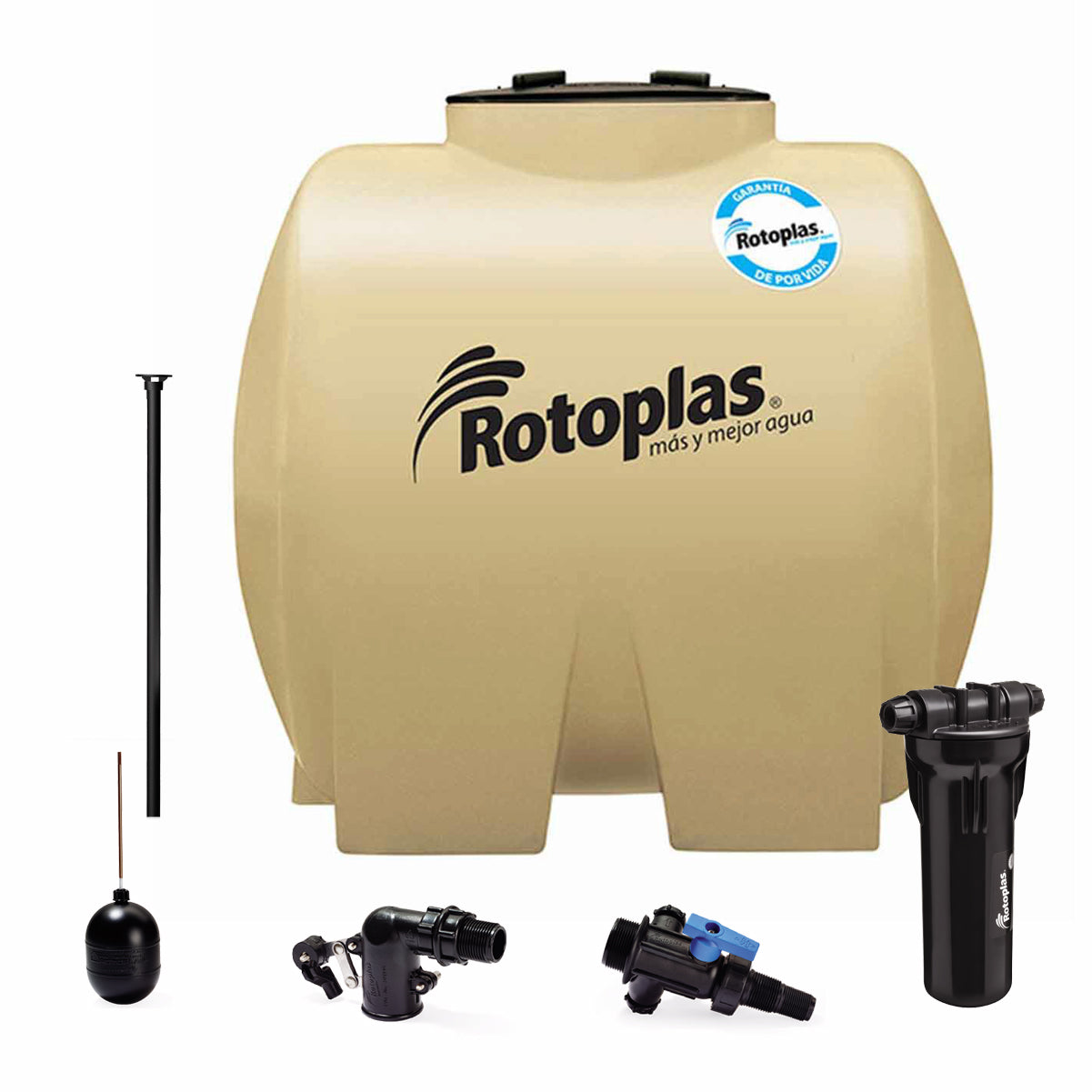 Tinaco horizontal eco 1100 litros equipado beige Rotoplas