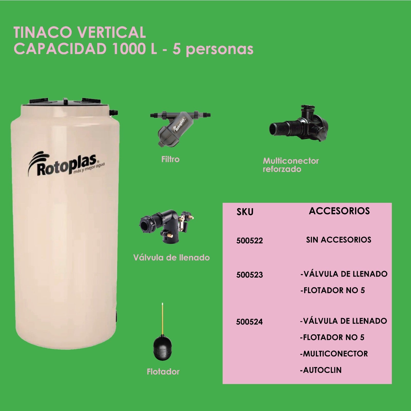 TINACO VERTICAL 1,000L