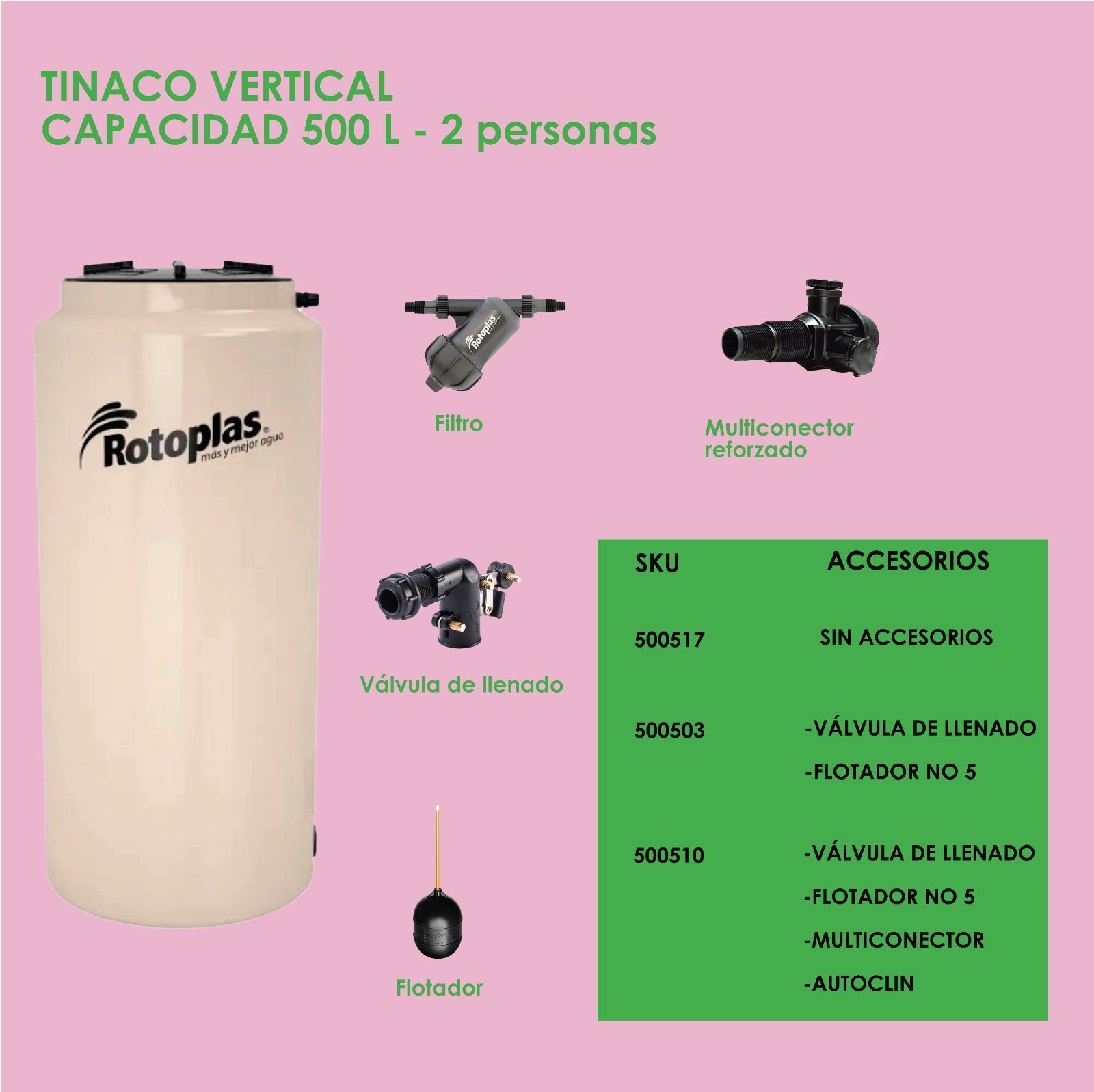 TINACO VERTICAL 500L