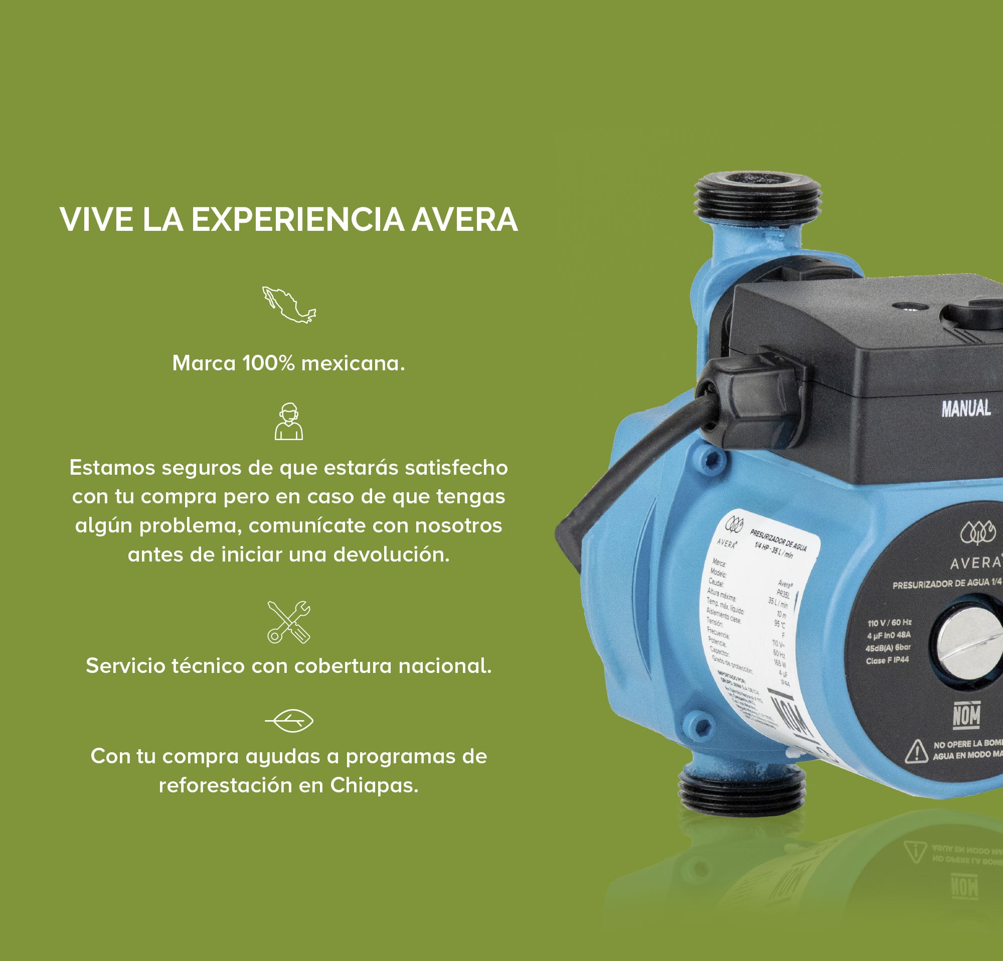 Presurizador de agua 1/4 HP Avera 35 litros